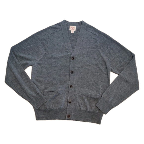 Brooks Brothers Red Fleece Mens Merino Wool Cardigan Sweater Size XL Gray Layer - Picture 1 of 13